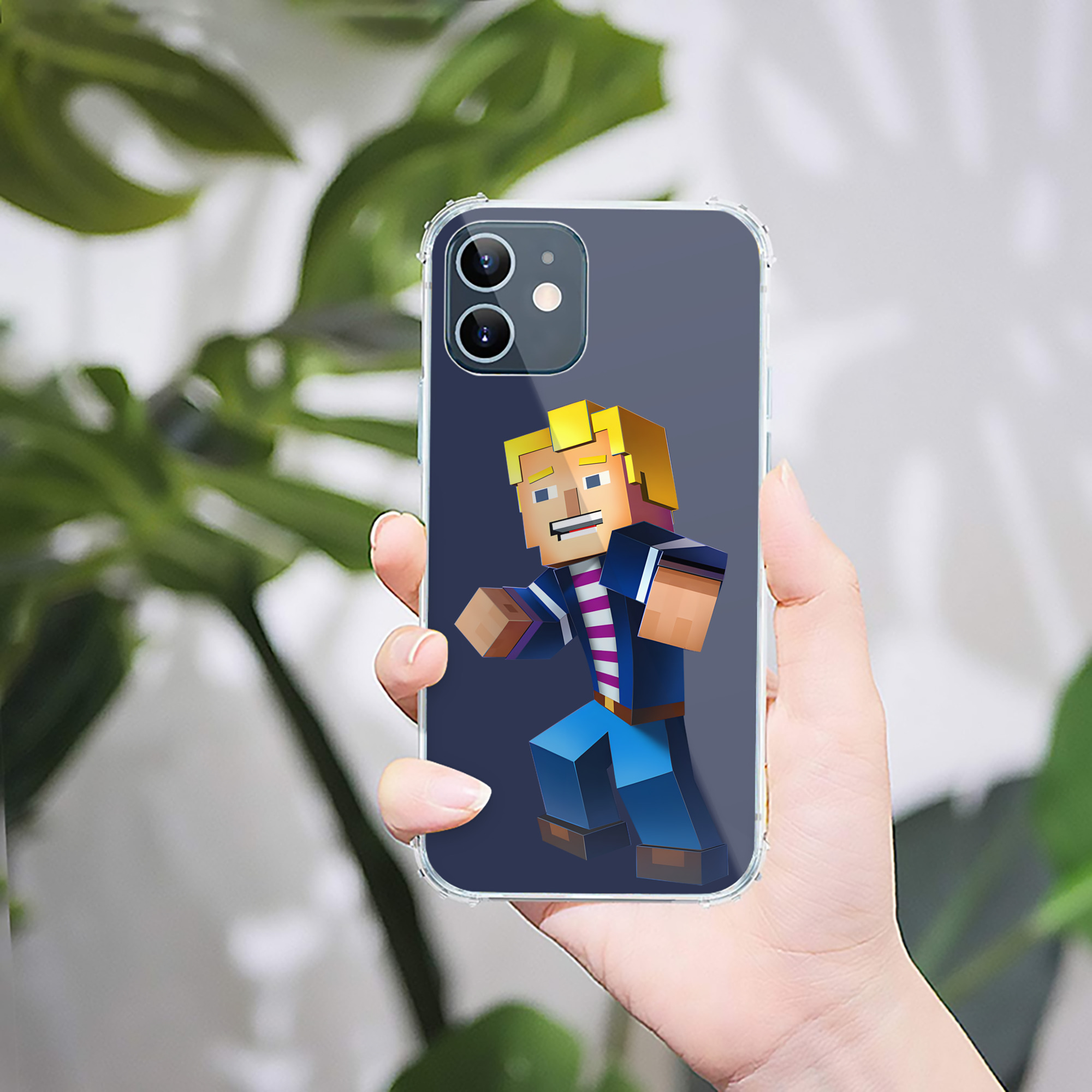 （画像用） マインクラフト ブロックの世界 Minecraft MC Block world 【iPhone 12シリーズ対応】透明スマホケース（クリアソフトケース）